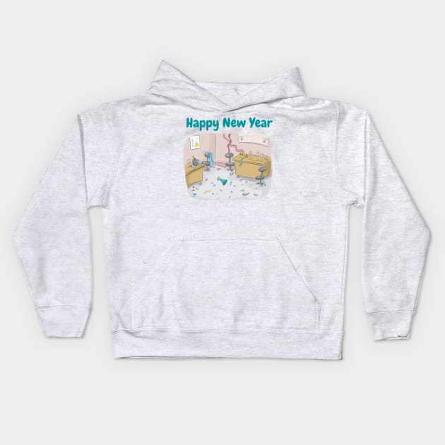 Happy New Year Party - Funny Messy Party Kids Hoodie by Moshi Moshi Designs